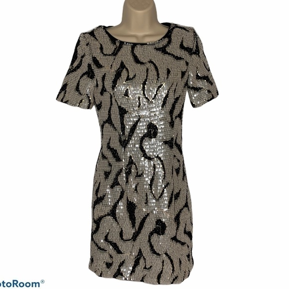 Topshop sequin and tinsel short sleeve dress size 4 - Picture 4 of 10